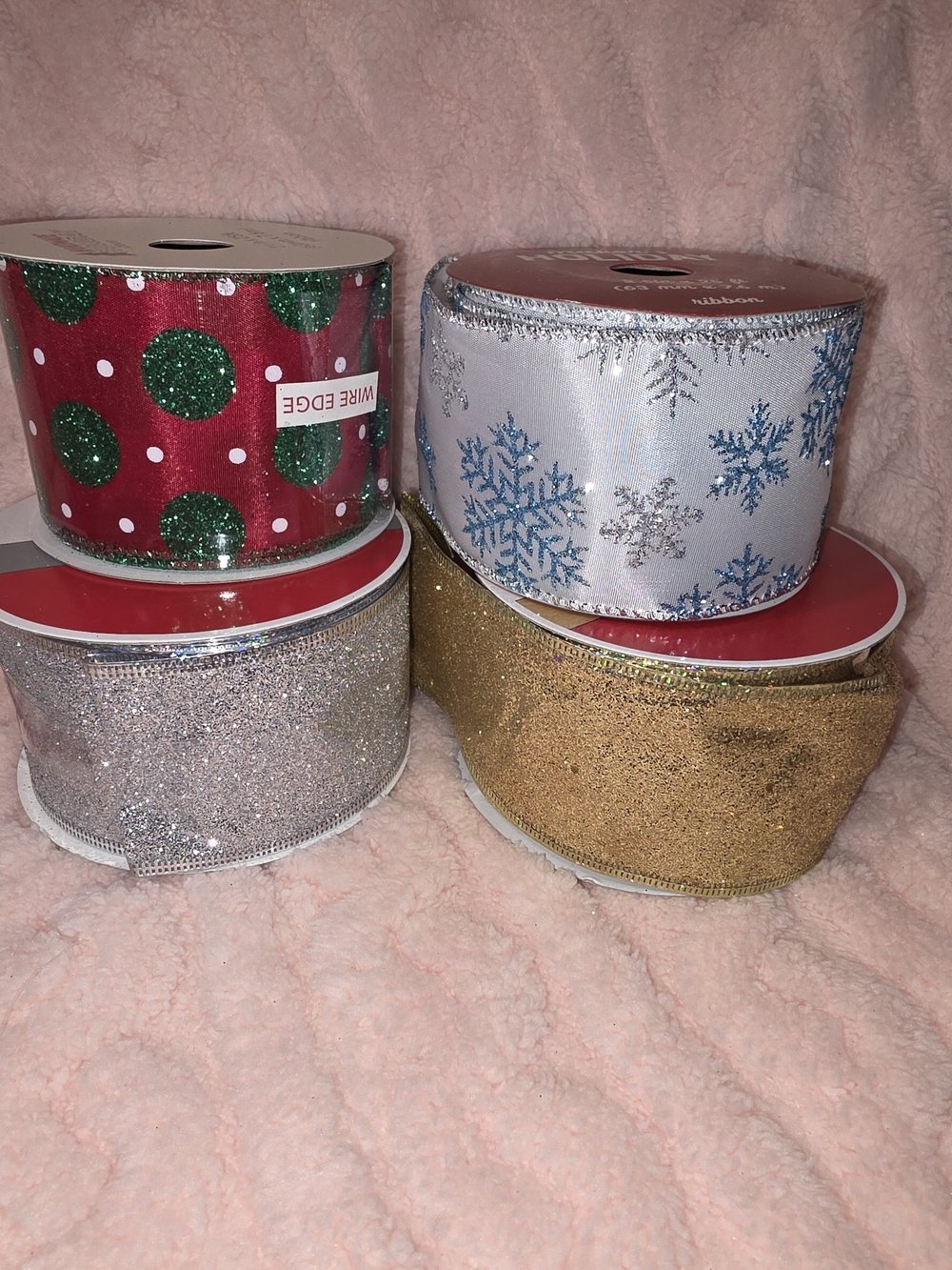 Holiday Decorative Ribbon Set - Red, Green, White, Silver, Gold - Unbranded